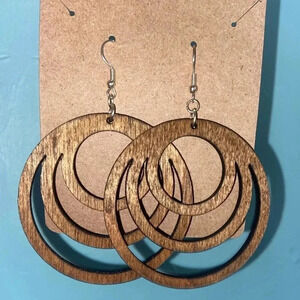 Rustic Elegance: Handcrafted Wooden Crescent Earrings